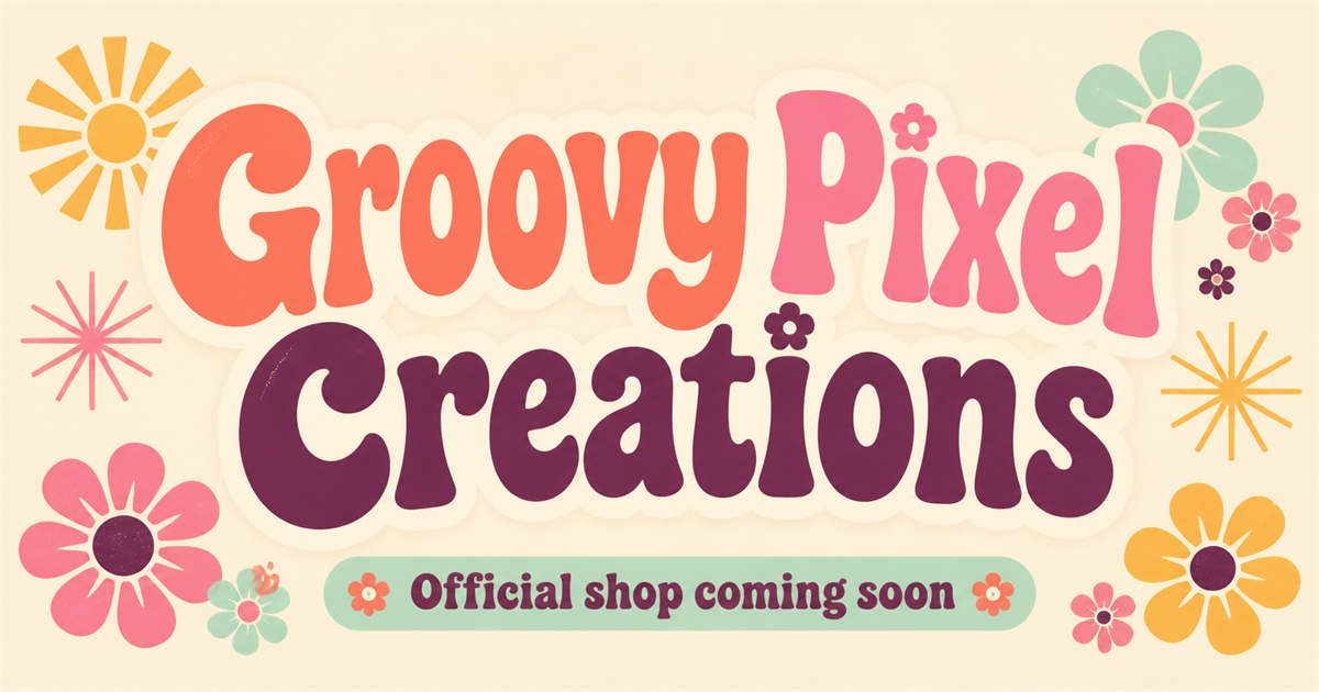 Groovy Pixel Creations colorful retro brand artwork